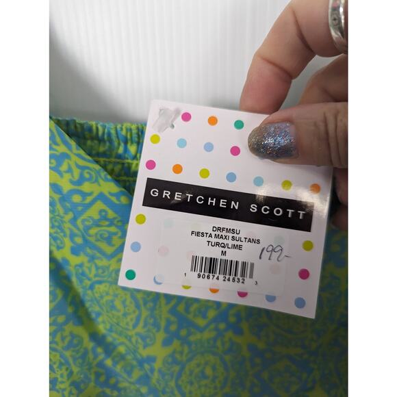 Gretchen Scott Fiesta Time Maxi Dress Sultan's Dining Room Turquoise Lime NEW M - Picture 6 of 12